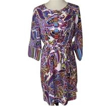 Fig & Flower Multicolored Paisley & Striped Belted Dress