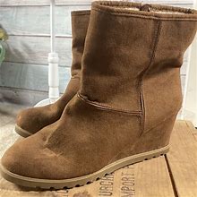 Airwalk Shoes | 11 Airwalk Brown Faux Suede Wedge Boots. Like New. | Color: Brown | Size: 11