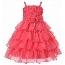 Richie House Girls Layered Dress With Rosette And Pearl Accents Rh0918