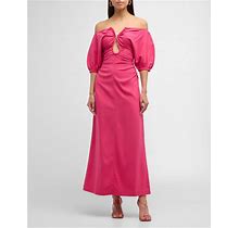 Wynn Hamlyn Zoe Off-The-Shoulder Crepe Maxi Dress, Pink, Women's, 0, Casual & Work Dresses Maxi Dresses
