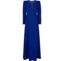 Jenny Packham - Marius Crystal-Embellished Crepe Gown Dress - Women - Polyester - 10 - Blue