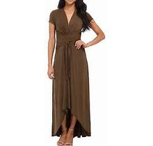 Michael Kors Olive Cap Sleeve Maxi Wrap Dress Size 6