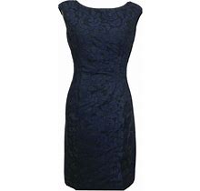 Ralph Lauren Blue Lace Over Black Pleated Dress Size 4