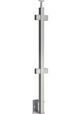 Buyrailings 49-GS40/36/W/C/SFF 36" Square Center Post (1.57"/40Mm) - Fascia Mount - Fixed Saddle For Rectangular Tube - Satin 316 Stainless Steel - Fo