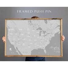 Personalized Push Pin Map | Framed USA Map | Wedding Gift For Travelers | Anniversary Gift For Couple | Family Travel Map |Custom Canvas Map