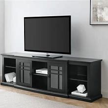 Walker Edison Transitional Glass-Door TV Stand For Tvs Up To 88, Black