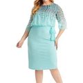Women's Dresses 2023 New Elegant Knitting Lace Cape Dress Plus Size Fashion Printing Oneck Half Sleeve Pencil Dresss