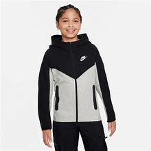 Nike Boys Dark Grey Heather/Black/White Nsw Tech Fleece Full-Zip Hoodie - Boys' Grade School Small
