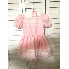 Pink Fancy Dress Sleeve Lace Size 5