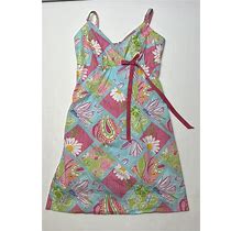 Lily Pulitzer Dress Size 2 Floral Zip Up Bow Lined Adjustable Lily Lace Detail