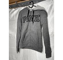 Pink Womens Everyday Lounge Zip Up Hoodie Grey With Logo Size XS Brand New NWT