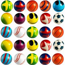 50 Mini Stress Balls Assortment - Bulk 2 Inch Soft Toy Variety Pack Stress Relief Balls, Squeezable Sensory Fidget Balls For Kids, Party Favors,