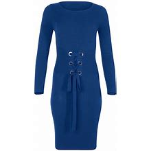 Venus Dresses | Long Sleeve Sweater Dress | Color: Blue/Silver | Size: 16