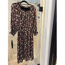 Talbots Peasant Maxi Dress Red Wine S Petite Small Ps Flutter Asian