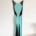 Long Backless Sheer Dress Gown, Green | Black Sz M | Color: Black/Green | Size: M
