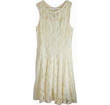 Ryan Michelle Summer Mini Sleeveless Dress Lace Overlay Ivory Medium Lined Flora