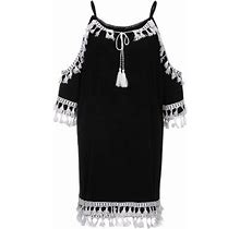 Zmhegw Dresses For Women 2023 Off Shoulder Tassel Short Party Beach Sun Petite Dress Women Elegant