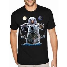Xtrafly Apparel Men's Tee Animal Totem Wolf Earth Moon Eagle Crewneck T-Shirt