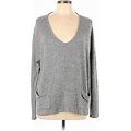 Enti Clothing Long Sleeve Top Gray Marled Plunge Tops - Women's Size Large