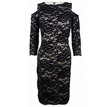 Jessica Howard Women's Cold-Shoulder Lace Sheath Dress (10, Black/Tan)