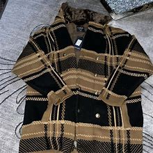 Lcr Jackets & Coats | Lcr Cardigan Plaid W/ Fur Collar Bnwt Big & Tall Mens Camel-Black $200 Size 6Xl | Color: Black | Size: 6Xl