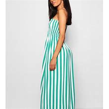Boohoo Dresses | Nwt Petite Lily Stripe Ruched Bandeau Maxi Dress | Color: Tan | Size: 4P