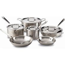 All-Clad D5 5-Ply Brushed Stainless Steel Cookware (Set Of 10 Piece) Induction Oven Broiler Safe 600F Pots And Pans Silver