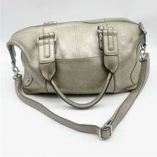 Tignanello Medium Silver Leather Shoulder Bag. EUC