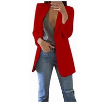 Winter Savings Clearance! Kukoosong Womens Casual Blazers Open Front Long Sleeve Lapel Collar Work Office Jacket Windproof Coat Trench Coat Spring Coa