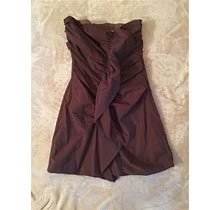 Alythea Womens Strapless Ruffle Front Dress, Size Small, Chocolate