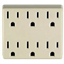 Leviton 6ADPT-I 3 Wire 15A/125-Volt 6 Outlet Grounding Adapter, Ivory QTY 6