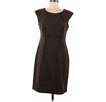 Connected Apparel Casual Dress - Sheath: Brown Jacquard Dresses - Women's Size 8 Petite