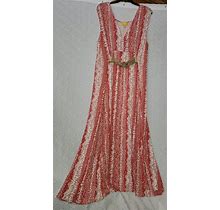 Long Summer Sleeveless Dress Liz Lange Size L Orange And White Nice Design