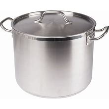 Winco SST-24 Stainless Steel 24 Quart Premium Induction Ready Stock Pot With Cover | Stainless Steel/Aluminum | Commercial Restaurant Supply