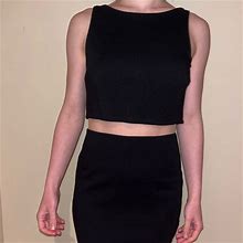 Black Mini Dress W/Shear Center Split | Color: Black/Red | Size: 0