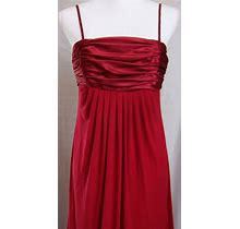 David's Bridal Sz4 Red Formal Prom Evening Dress 60" Mid-Shoulder -