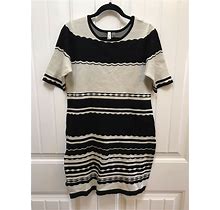 NY Collection Petite NWT PL Tonya Black Cream Stripe Sheath Dress $65 P105