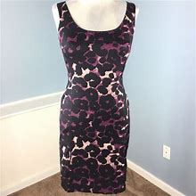 Ann Taylor Dresses | Ann Taylor Xs 0 P Black Mauve Purple Silk Dress | Color: Black/Purple | Size: 0P