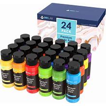 Acrylic Paint Set Non Toxic 24 Vibrant Colors Acrylic Paint No Fading Rich Pigment For Kids Adults Artists Canvas Crafts Wood Painting