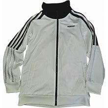 Adidas Youth Athletic Track Jacket Size 7 White Black Excellent