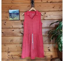 Talbots Dresses | T By Talbots Slub Knit Drawstring Striped Pink Dress Sleeveless Small Petite | Color: Pink/Red | Size: Sp