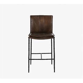 Eugina Leather Counter Stool, Antique Brown | Pottery Barn