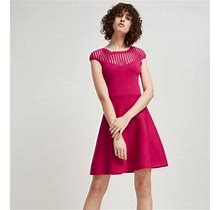 French Connection Dresses | French Connection Crepe Knit Magenta Pink Fit & Flare Cap Sleeve Dress | Color: Pink | Size: 0