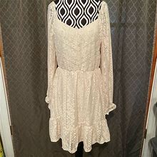 Lc Lauren Conrad Dresses | Lc Lauren Conrad White Lace Dress Long Sleeve Size M | Color: White | Size: M