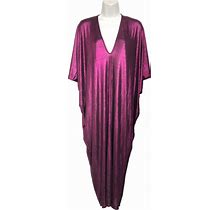 Riller & Fount Dresses | Riller & Fount Luca Metallic Rib Foil Caftan Maxi Dress | Color: Purple | Size: One Size