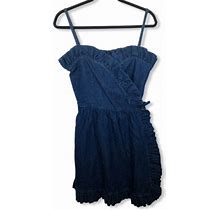 Stella Mccartney Women Wrap Dress Size 40 Denim Cotton Ruffle Blue