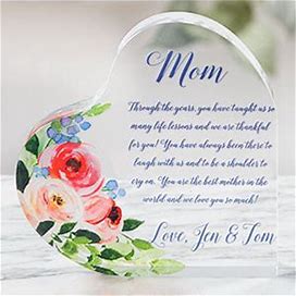 Personalized Acrylic Heart Keepsake Gift For Mom