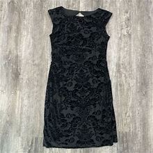 Apt. 9 Black Tie Knee Length Dress Stretch Size Medium Floral
