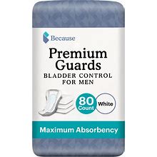 Because Premium Guards For Men, 80 Count, Maximum Absorbency