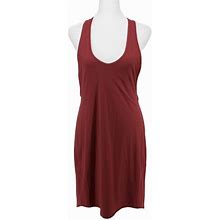 Lululemon Rejuvenate Tank Dress Knee Length V Neck Women's 2 Ruby Red